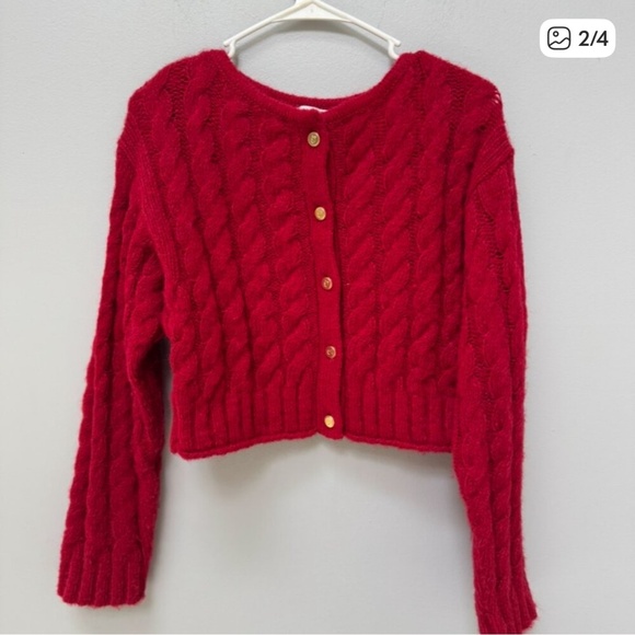 Gap x Cult Gaia Cropped Cable-Knit Cardigan in XS - Picture 3 of 5